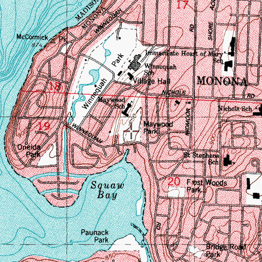 Topographic Map of Maywood Park, WI