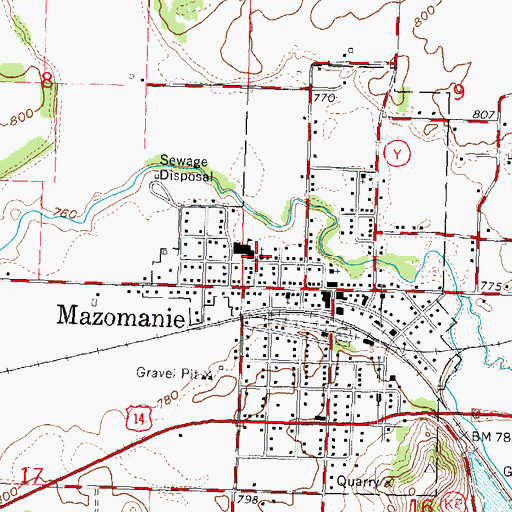 Topographic Map of Mazomanie United Methodist Church, WI