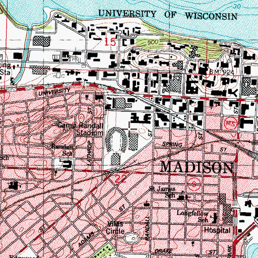 Topographic Map of McClain Athletic Facility, WI