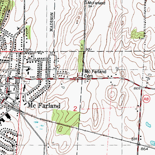 Topographic Map of McFarland Lutheran Cemetery East, WI