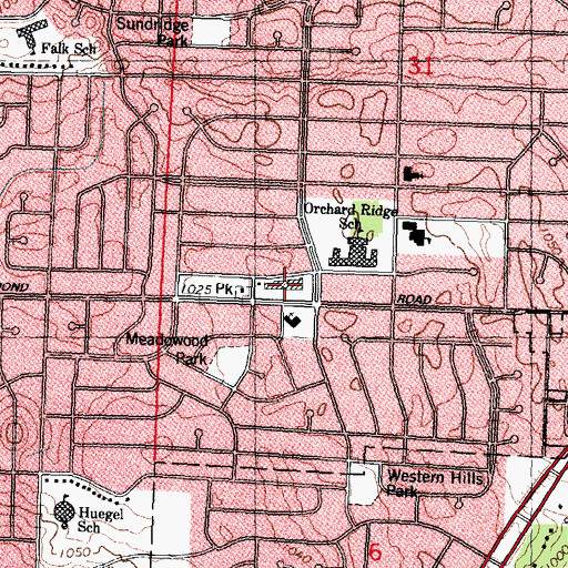 Topographic Map of Meadowood Shopping Center, WI