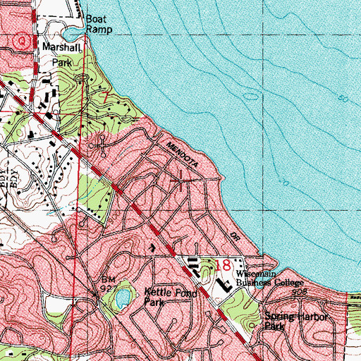 Topographic Map of Mendota Beach, WI