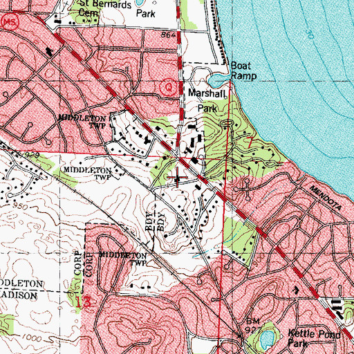 Topographic Map of Middleton Baptist Church, WI