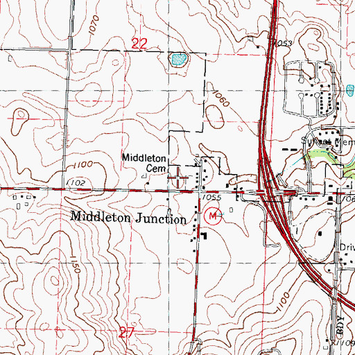 Topographic Map of Middleton Cemetery, WI