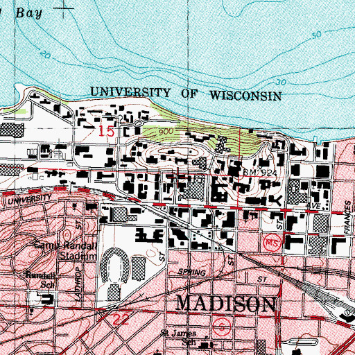 Topographic Map of Middleton Health Sciences Library, WI