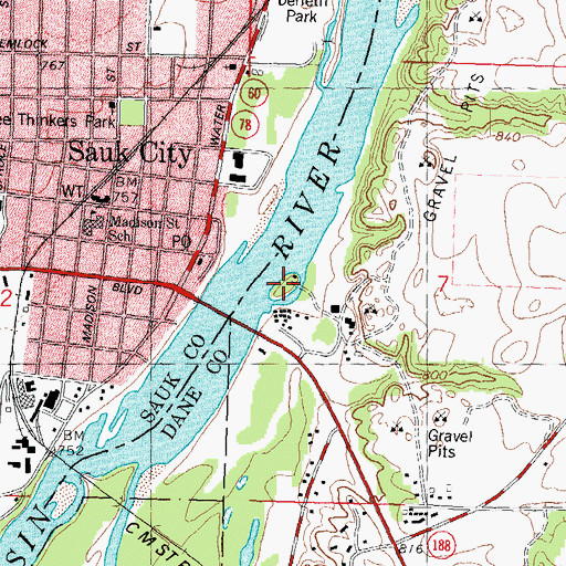Topographic Map of Mosquito Island, WI