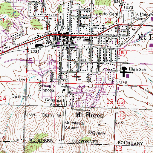 Topographic Map of Mount Horeb Primary Center, WI