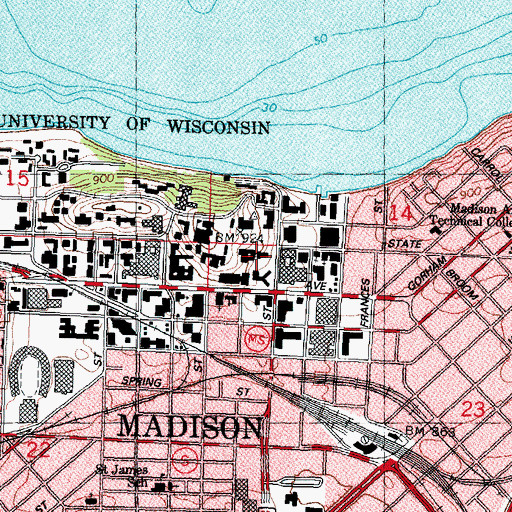 Topographic Map of Music Hall, WI