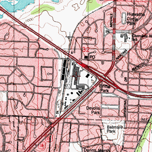 Topographic Map of Nakoma Plaza Shopping Center, WI