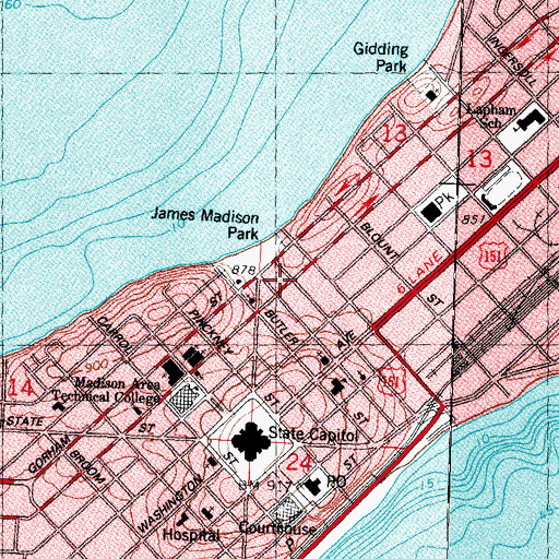 Topographic Map of Nichols Station, WI