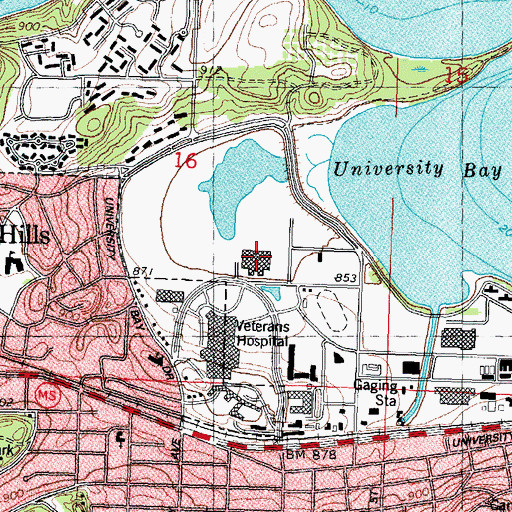 Topographic Map of Nielsen Tennis Stadium, WI