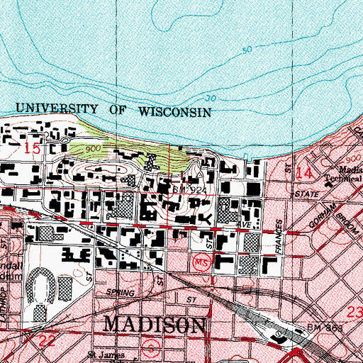 Topographic Map of North Hall, WI