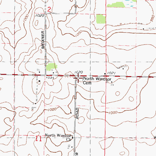 Topographic Map of North Windsor Cemetery, WI