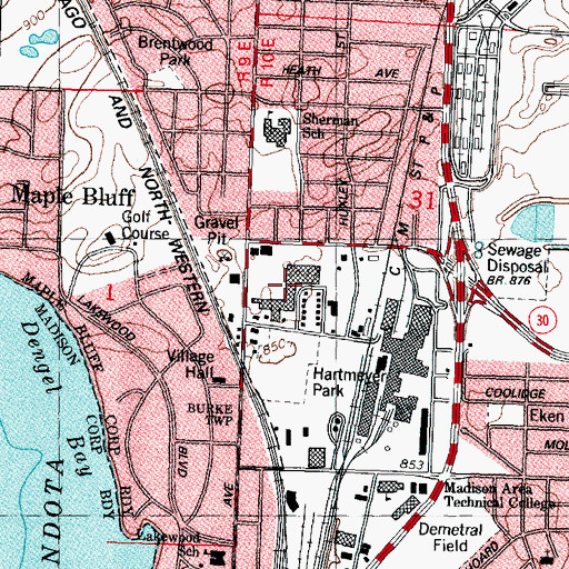 Topographic Map of Northgate Shopping Center, WI