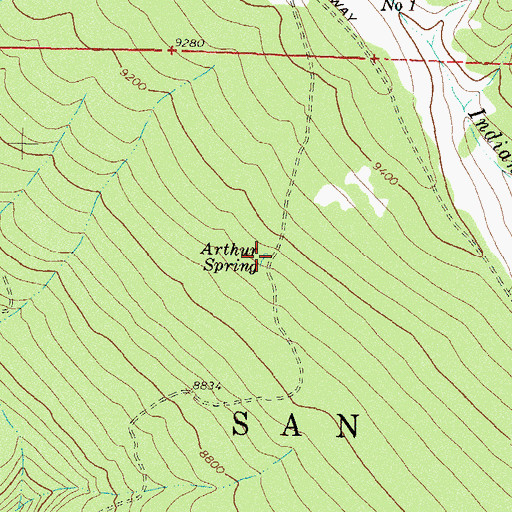 Topographic Map of Arthur Spring, CO