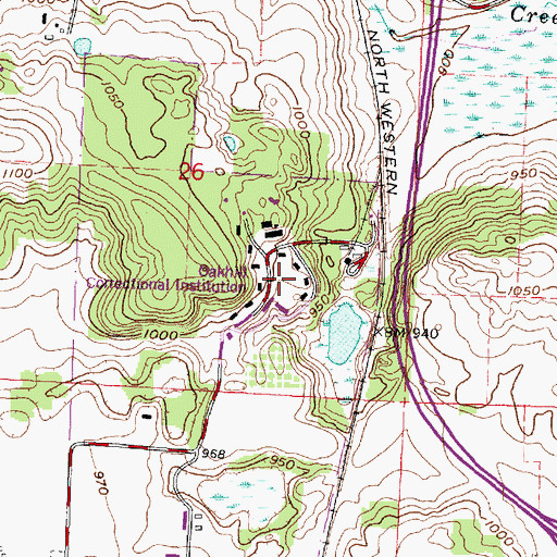 Topographic Map of Oakhill Correctional Institution, WI