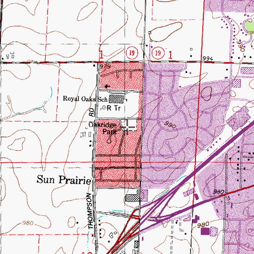 Topographic Map of Oakridge Park, WI