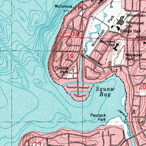 Topographic Map of Oneida Park, WI