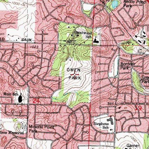 Topographic Map of Owen Park, WI