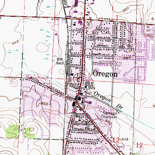 Topographic Map of Peoples United Methodist Church, WI