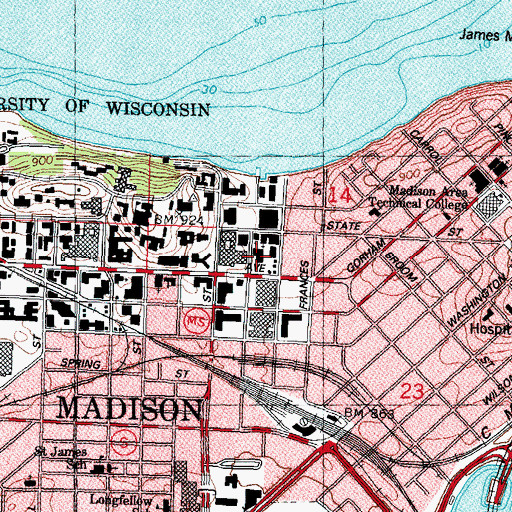 Topographic Map of Peterson Office Building, WI
