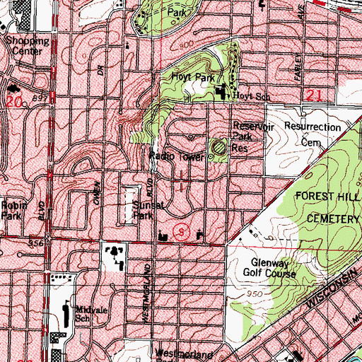Topographic Map of Pilgrim Village, WI