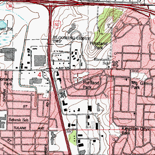 Topographic Map of Portland Park, WI