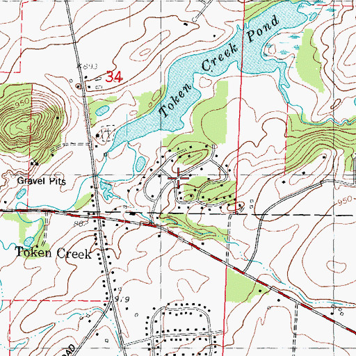 Topographic Map of Raintree, WI