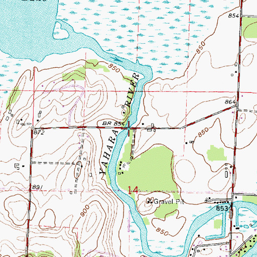 Topographic Map of Red Bridge Crossing, WI