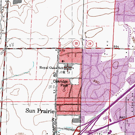 Topographic Map of Royal Oaks Elementary School, WI