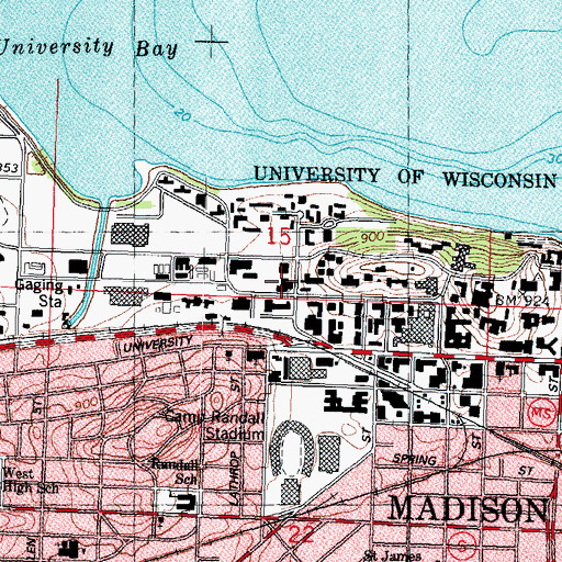 Topographic Map of Russell Laboratories, WI