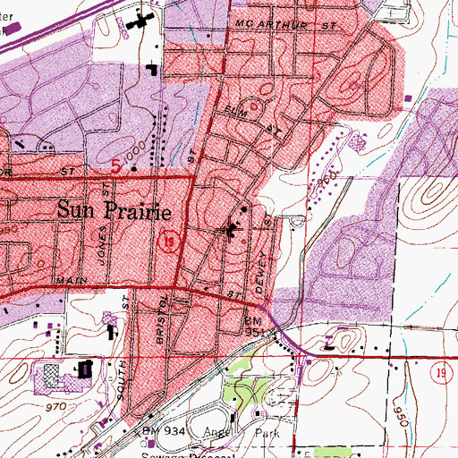 Topographic Map of Sacred Hearts School, WI