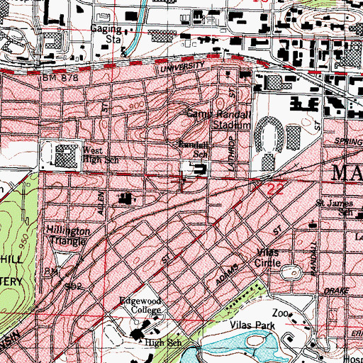 Topographic Map of Saint Andrews Episcopal Church, WI