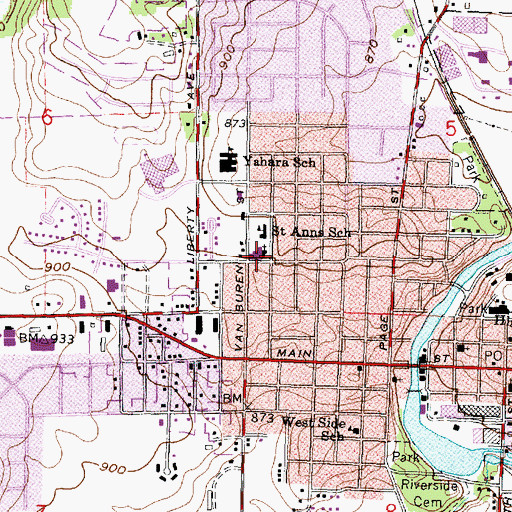 Topographic Map of Saint Anns Catholic Church, WI