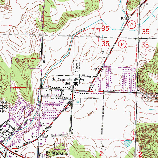 Topographic Map of Saint Francis Xavier Catholic Church, WI