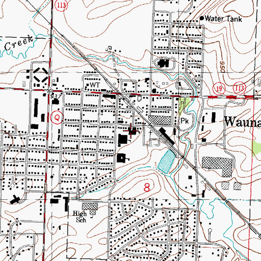 Topographic Map of Saint John the Baptist School, WI