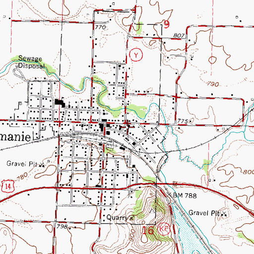 Topographic Map of Saint Johns Lutheran Church, WI