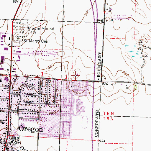 Topographic Map of Saint Johns Lutheran Church, WI