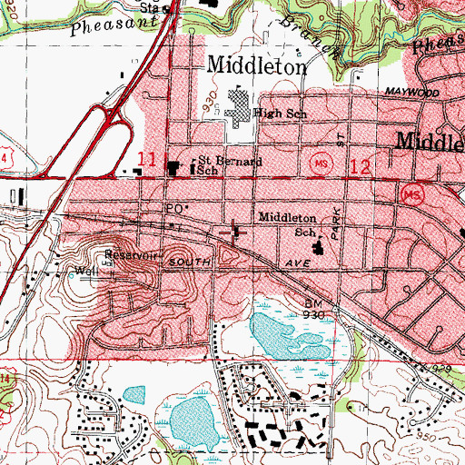 Topographic Map of Saint Lukes Lutheran Church, WI