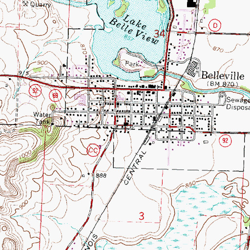 Topographic Map of Saint Mary of Lourdes Church, WI