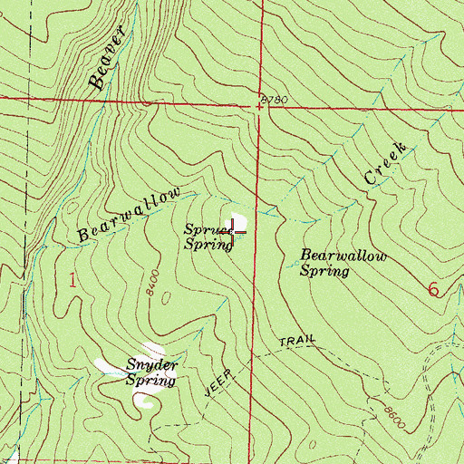 Topographic Map of Spruce Spring, CO