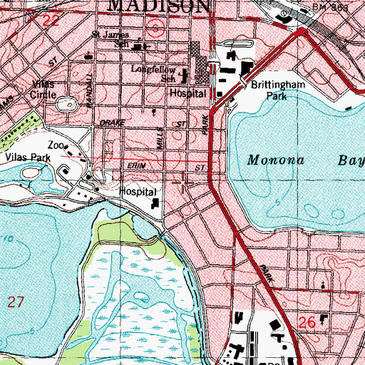 Topographic Map of Saint Mary's Hospital, WI
