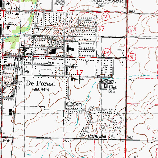 Topographic Map of Saint Olafs Catholic Church, WI