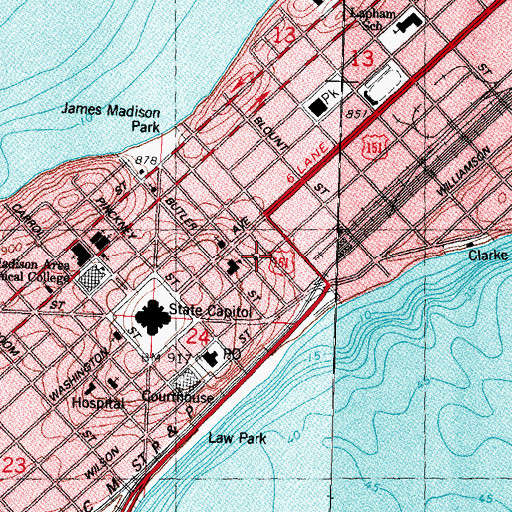 Topographic Map of Saint Patricks Church, WI
