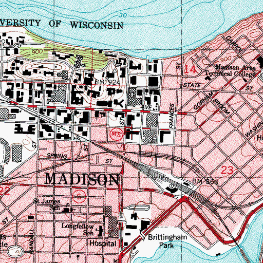 Topographic Map of Sellery Hall, WI