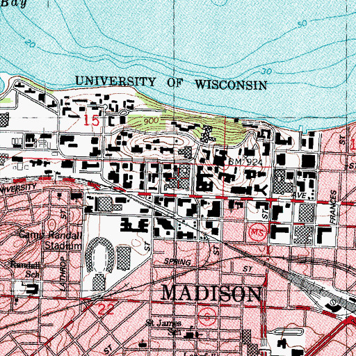 Topographic Map of Service Memorial Institute, WI