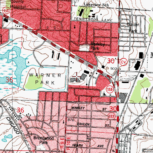 Topographic Map of Sherman Plaza Shopping Center, WI
