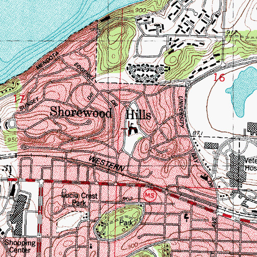 Topographic Map of Shorewood Elementary School, WI