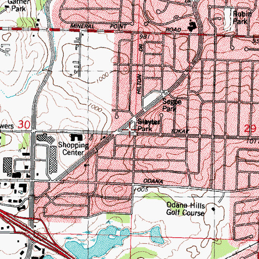 Topographic Map of Slayter Park, WI