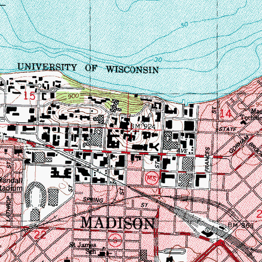 Topographic Map of South Hall, WI